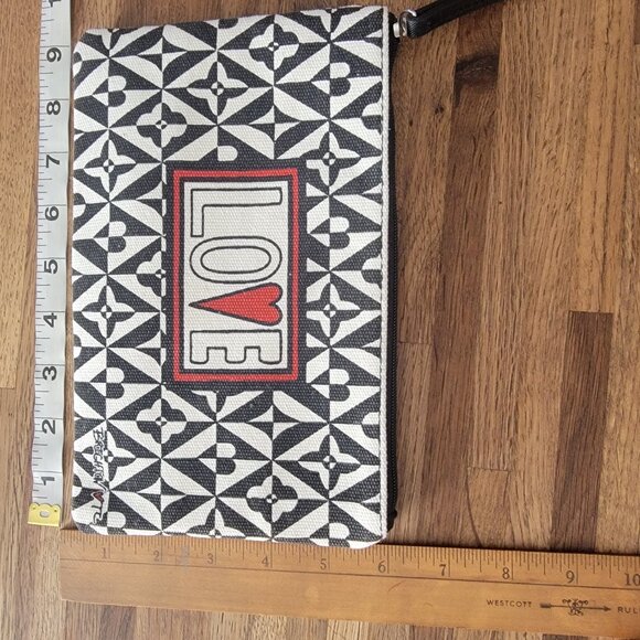 Brighton LOVE Canvas Pouch Bag Makeup Cosmetic Travel Bag Heart Black White - Picture 9 of 10